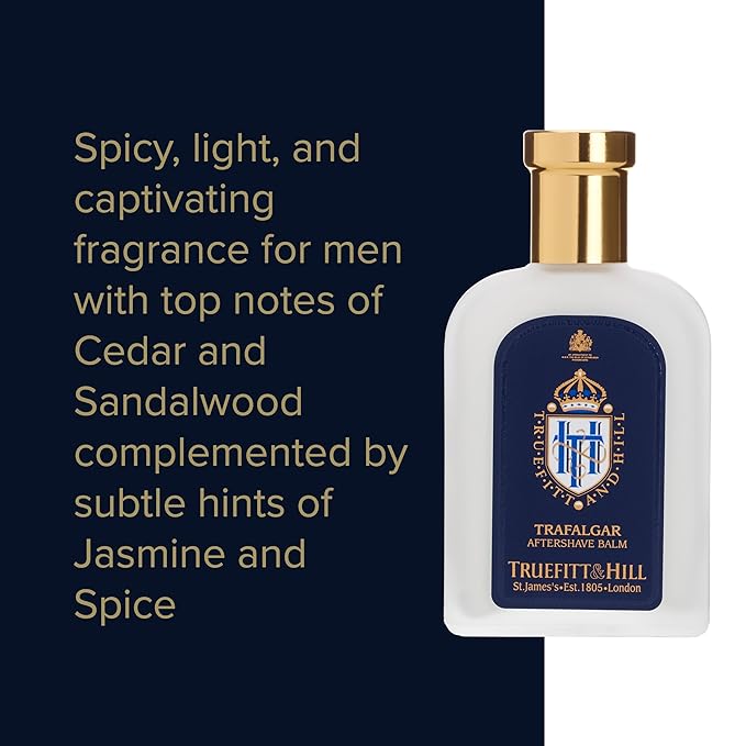 Truefitt & Hill Luxury Aftershave Balm - Trafalgar - Premium Soothing Moisturizer with Aloe Vera Extract - Ideal for Sensitive Skin, Razor Burn Relief, and a Silky Smooth Finish - 3.38 oz