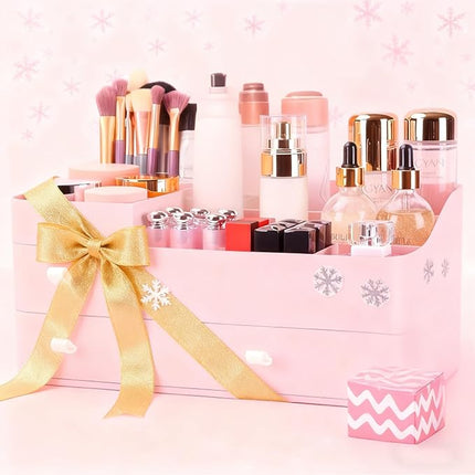 ONXE Makeup Organizer with Drawers,Large Capacity Countertop Organizer for Vanity,Bathroom and Bedroom Desk Cosmetics Organizer for Skin Care,Brushes, Eyeshadow, Lotions, Lipstick, Nail Polish