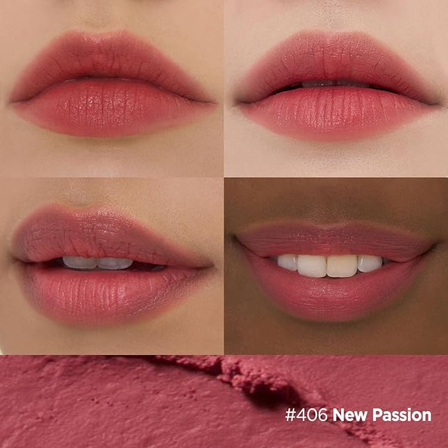 Laka Bulky Matte Lipstick, 4g/0.14oz., Long Wear, Non-Drying Lip Stain Stick with High Pigmentation, Voluminous Lips, K-Beauty (#406 New Passion)