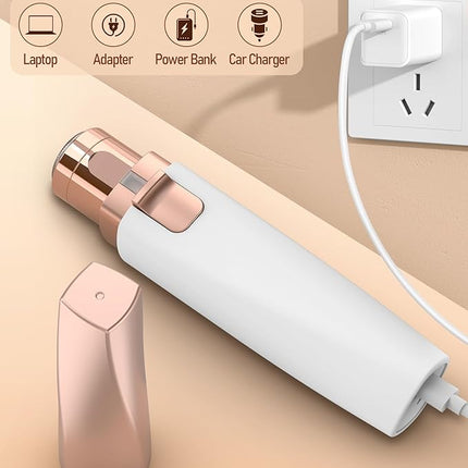 Eyebrow & Facial Hair Removal for Women: 2 in 1 Rechargeable Eyebrow Trimmer & Face Shaver, Painless Electric Facial Eye brow Razors Epilator with Built-in LED Light -Perfect for Face, Lips & Body