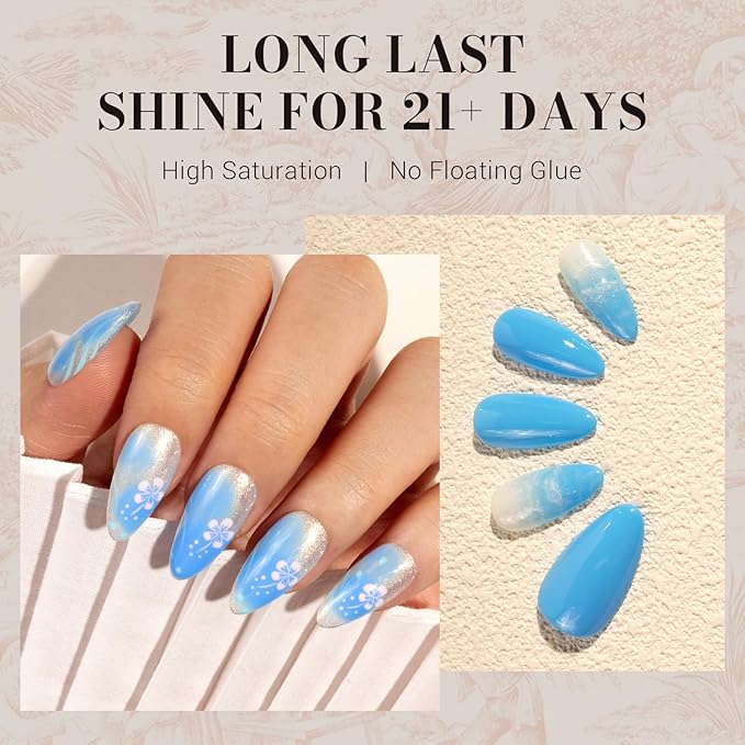 MelodySusie Light Ocean Blue Gel Nail Polish,0.5fl oz Nails Soak Off UV LED Sky Blue Gel Polish Gift for Women Nail Art Manicure Salon DIY Nail Design Decoration at Home-1656
