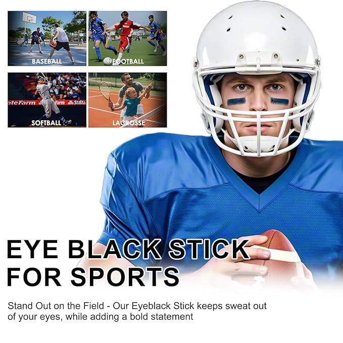 2 Pcs Black Face Paint Stick Eye Black Football Softball Baseball Lacrosse Sports Eyeblack Battle Paint Halloween Body Paint Makeup Cosplay SFX Costume Party Waterproof Face Painting Kit