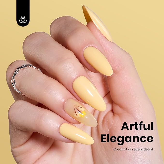 Beetles Pastel Yellow Gel Nail Polish, 15ML Hema Free Light Yellow Gel Polish Butter Time All Season Nails Soak Off UV Colorful Bottle Nail Art Manicure Gift for Women