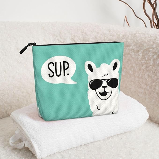MOLAIGIN Funny Sup Llama Cosmetic Bag For Women, Travel Makeup Bag, Toiletry Zipper Bag, Large Capacity Aesthetic Cases