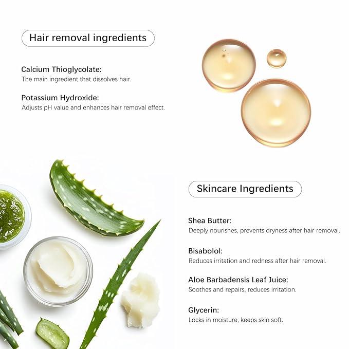 Facial Hair Removal Cream and Calming - SerumHair Remover For Women Men, Gentle Formula, Safe for Sensitive Skin, Quickly and Gently Removes Hair