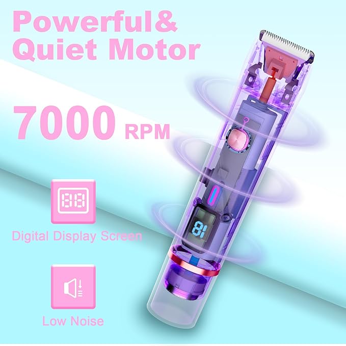 Bikini Trimmer for Women, 2 in 1 Electric Razors for Women Pubic Hair, IPX7 Waterproof Dual Head Bikini Shaver with LED Display, Rechargeable Electric Trimmer (Pink)