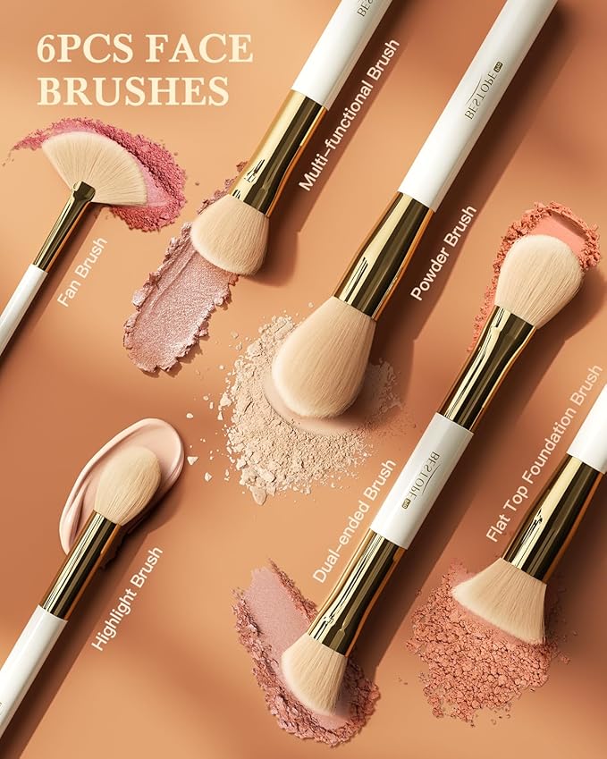 Makeup Brushes Set Professional BESTOPE PRO - 18 Pcs,Double Ended Foundation Concealer Blush Eyeshadow Contour Eyeliner Face Makeup Brush Set,Blending Brush For Makeup With Case Travel,White