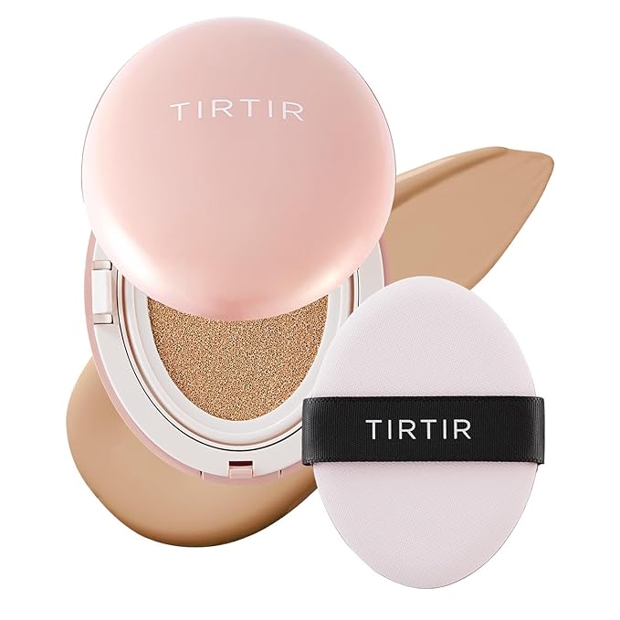 TIRTIR Mask Fit All Cover Pink Cushion Foundation | High coverage, Velvety Matte Finish, Lightweight, Flawless, Corrects Redness, Korean Cushion (#25N Mocha, Full Size, 0.63 Fl Oz)