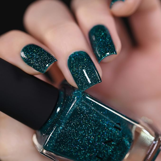 ILNP Cheers - Creamy Forest Blue-Green Holographic Nail Polish, Chip Resistant, 7-Free, Non-Toxic, Vegan, Cruelty Free, 12ml
