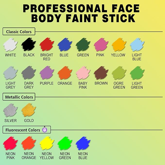 CCbeauty Clown White Face Paint Stick, Face Painting Kit, White Cream SFX Makeup Foundation, Professional Body Paint for Halloween Cosplay Costume Party，Skeleton Joker Mime Special Effects Makeup