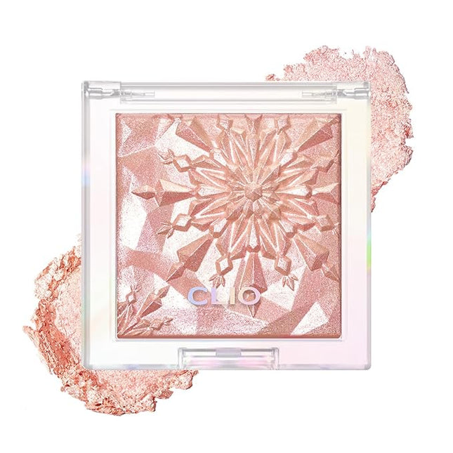 CLIO Prism Highlightr makeup, High Glossy Face Illuminator, Pearl Shimmer Smooth Baked Powder, Glitter Long- Lasting (6 Colors) (02 Fairy Pink, One Size)
