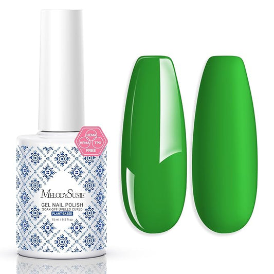 MelodySusie Fleurwee Plant Based Gel Nail Polish, Hema Free Bright Green Nail Polish, Soak Off UV LED Gel Polish Gifts for Women 21 Non Toxic Long Lasting Nail Art Manicure Salon DIY at Home P05