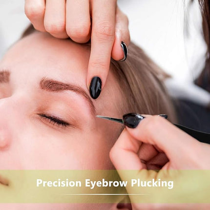 3 Pcs Tweezers for Ingrown Hair Remover Sharp Blackhead Remover Stainless Steel Tweezers Precision Eyebrow and Shards(Black)