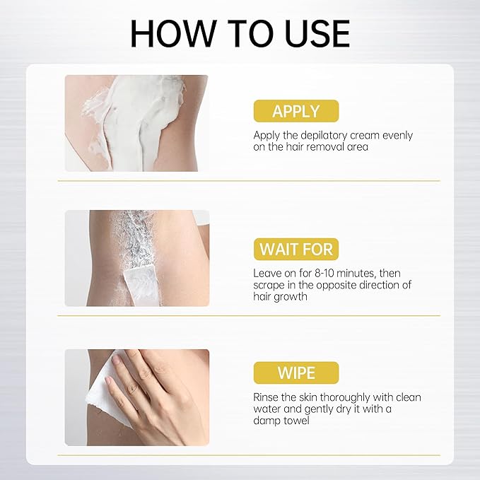 VGO Painless Hair Removal Lotion for Women & Men - For Unwanted Hair, All Skin Types, White, 4.02 oz