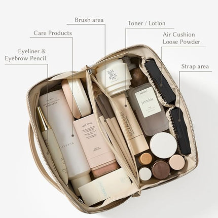 EACHY Travel Makeup Bag,Large Capacity Cosmetic Bags for Women,Waterproof Portable Pouch Open Flat Toiletry Bag Pattern Makeup Bag