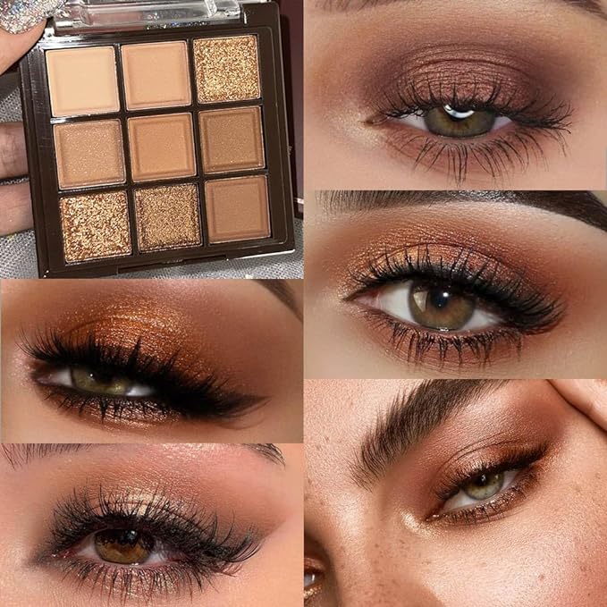Neutral Nude Brown Smokey Eye Shadow Palette,Rose Gold Bronze Naked Cream Eyeshadow Palette Makeup,Natural Eyeshadow for Eyes Long Lasting Naturing-Looking