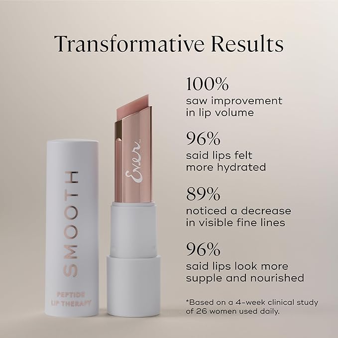 EVER SMOOTH Peptide Lip Therapy Collagen Balm – PETAL Soft Neutral Pink Tint, Coconut, Argan & Camellia Oils, Peptides & Shea Butter, Vegan & Cruelty-Free Lip Nourishment