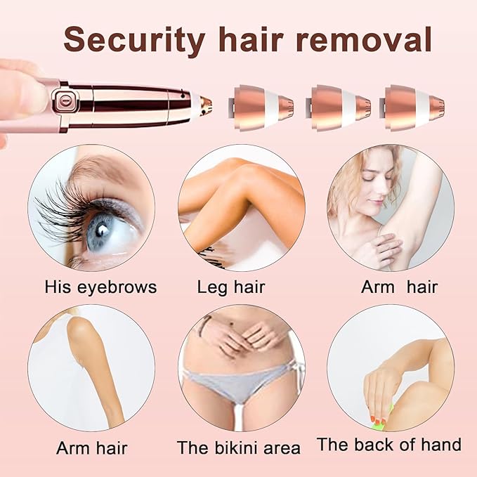 Facial Hair Removal Tool for Women Smooth Finishing, Eyebrow Hair Remover Replacement Heads, Touch Flawless Facial with Cleaning Brush, Painless Replacement Blades for Flawless Brows Hair Removal