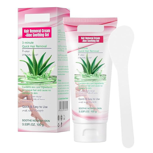 Hair Removal Cream for Women, Aloe Vera Depilatory Cream for Intimate Areas and Pubic Area-Hair Removal for Body Legs Arms Underarms Bikini, Gentle Formula for All Skin Type