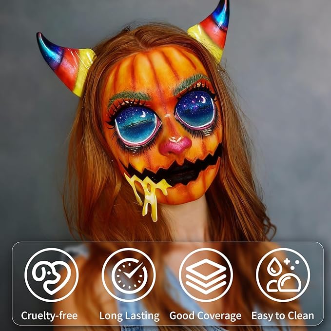Pumpkin Orange Face Body Paint Stick, Cream Blendable Face Paint,Orange Eye Black Baseball/Softball, Face Painting for Halloween Pumpkin Special Effects SFX Cosplay Makeup