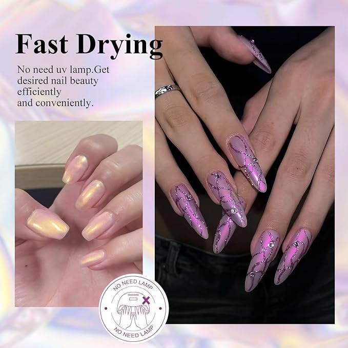 DouborQ 6 Colors Nail Polish Set Mermaid Pearl Glimmer Long-lasting Fingernail Nail Art Varnish (1-6)