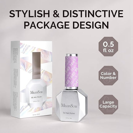 MelodySusie Pastel Purple Shimmer Gel Nail Polish,0.5fl oz Nails Soak Off UV LED Light Purple Glitter Gel Polish Gift for Women Nail Art Manicure Salon DIY Nail Design Decoration at Home-1645