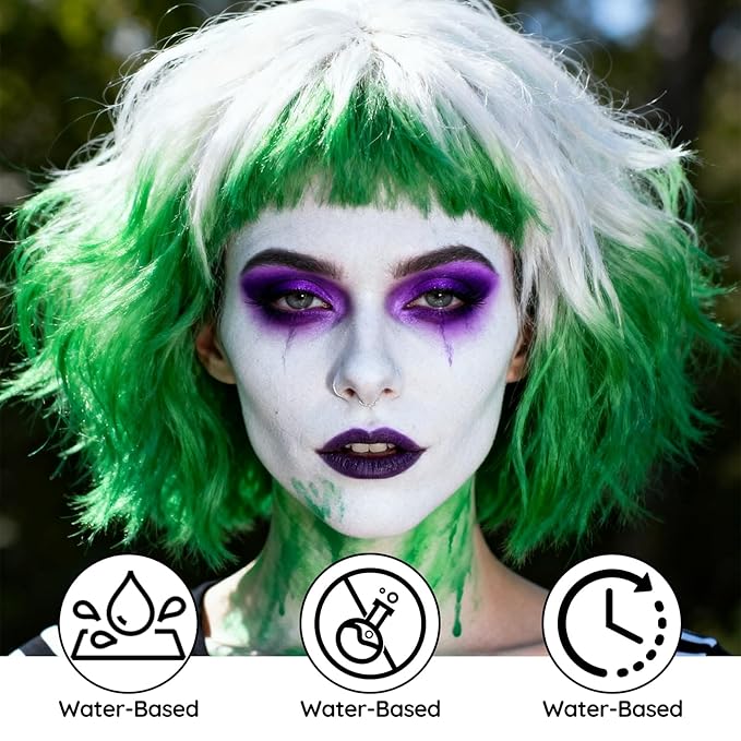 Black Green Purple Face Paint - Water-Based Non-Toxic Face Body Paint Kit for Joker Fantasy Halloween, Full Coverage Washable Face Painting for Cosplay, Costume Parties, Stage Performances