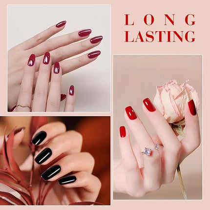 CANNI Gel Nail Polish Set – 6 Classic Colors (Black, White, Red, Pink, Mauve, Berry), 9ML Soak Off UV LED HEMA-Free Gel for Long-Lasting DIY or Salon Nail Art