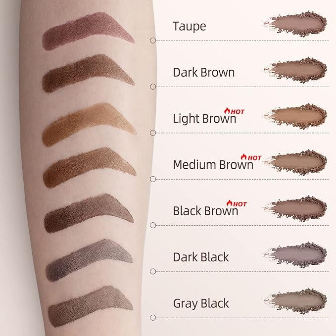 Eyebrow Stamp Stencil Kit - One-Step Eye Brow Stencil Kit with 24 Reusable Thin & Thick Eyebrow Stencils, Long-Lasting Waterproof & Smudge-Proof Brow Stamp Kit for Perfect Eye Makeup (Light Brown)