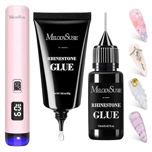 MelodySusie Handheld UV Light for Gel Nails and Nail Rhinestone Glue, ART01R Cordless Gel X Nail Lamp Rechargeable with LCD Display Flash Cure Nail Dryer for Nail Art Design Decoration DIY at Home
