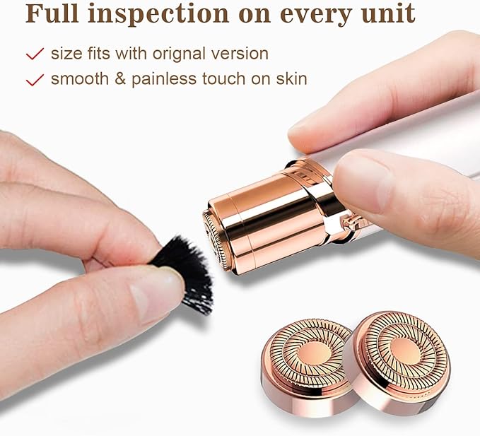 Hair Remover for Face Woman, Electric Face Shaver for Women, Hair Removal Device for Women Chin, Lip, Peach Fuzz with 2 Pc Replacement Heads, USB Rechargable