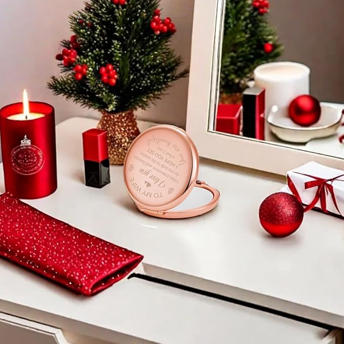 Valentines Day Mirror Gifts for Her Wife, Gift for Wife from Husband to My Wife Compact Mirror, Romantic Gifts for Wife Birthday, Wedding Anniversary, Valentine's Day, Mother's Day