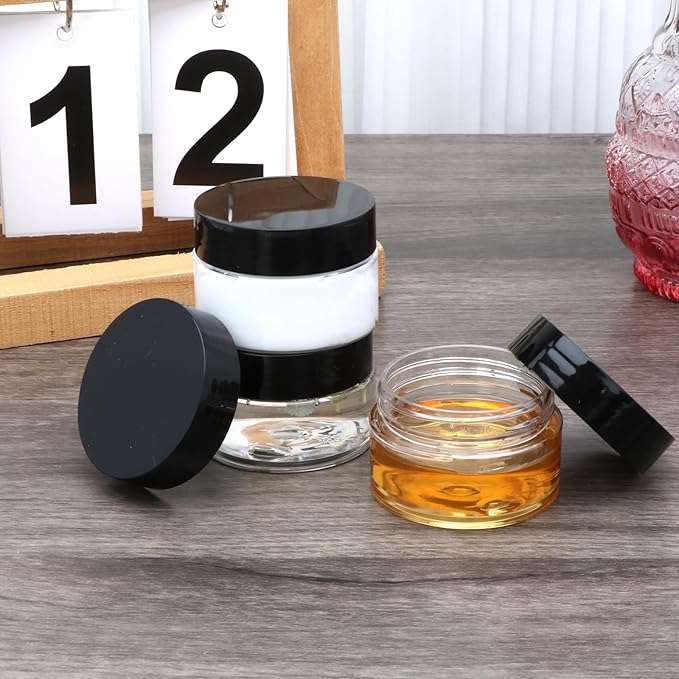 20 Pack 1oz Plastic Containers with Lids, Jars with Lids, Great for storing,lip balms, creams, ointments, cosmetics, samples