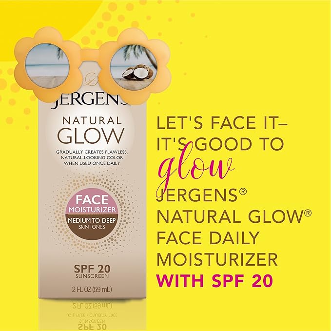Jergens Natural Gradual Glow Bundle Pack: Daily Moisturizer +Firming 7.5fl oz and SPF20 Face Moisturizer 2fl oz, Medium to Tan