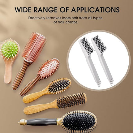 Yaomiao 2 Pcs Hair Brush Cleaner Tool 2-in-1, Gray Hairbrush Cleaner for Removing Hair Dust, Mini Comb for Removing Dirt, Home Salon Use
