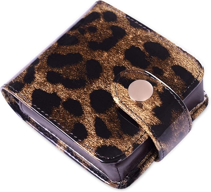 Cockatoo Leather Lipstick Case with Mirror Makeup Holder Portable Small Cosmetic Bag for Women More Colors