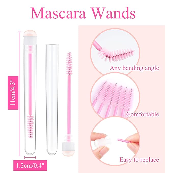 50pcs Eyelash brush Lash Wand Makeup tool Eyelash Extension supplies Cleaning brush Diamond Mascara sky pink