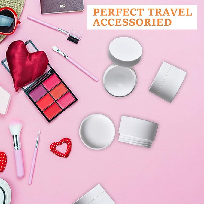 Plastic Containers Akamino White Plastic Lotion Jar with Inner Liners and Dome Lids for Make-up Cosmetic, Creams, Lotions, Refillable Travel Airtight Container Storage (1.25 Oz, 37 ML, 12 PCS)