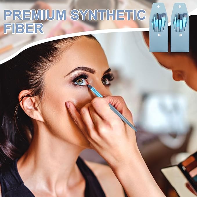 15 Sets Travel Size Makeup Brushes Set Mini Face Make up Brushes Brushes Bag for Makeup Party Favors Wedding Bridal Shower Favors Bridesmaid Gift Bachelorette Party Gift (Light Blue, 15pc)