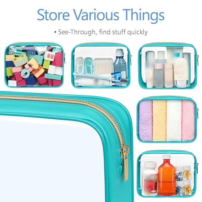 PACKISM TSA Approved Toiletry Bag - Clear Makeup Bag Waterproof Quart Size Bag, Travel Makeup Cosmetic Bag for Women Men, Carry on Airport Airline Compliant Bag, 3 Pack