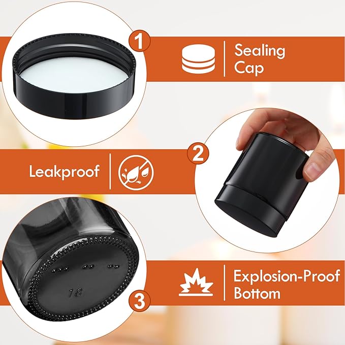 Norme 36 Pcs 4 oz Glass Jars with Lids Leakproof Round Airtight Empty Cosmetic Jars with Inner Liners Lid for Storing Lotions Powder Ointments Candle Making Tins (Black)