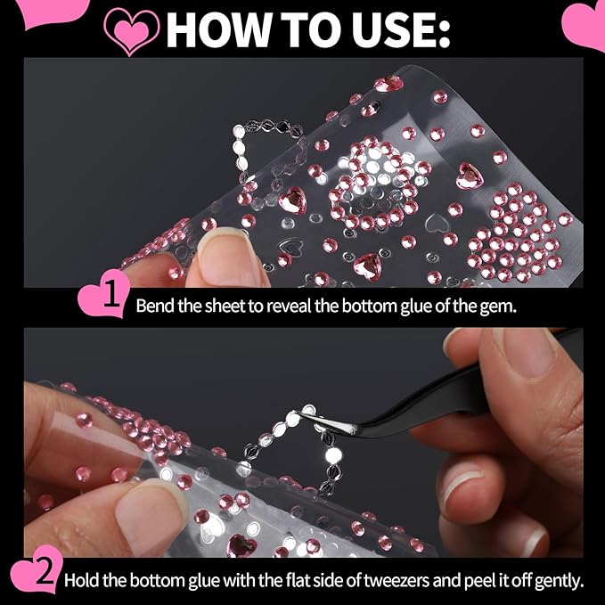 YGDZ Face Gems 5 Sheets Hair Gems, Self Adhesive Face Jewels Stickers, Heart Festival Face Gems Stick on, Rhinestone stickers for Face, Eye, Makeup, Rave Accessories for Kids, Women