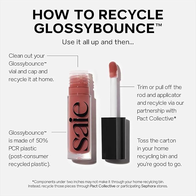 Saie Glossybounce - Hydrating Lip Gloss and Tinted Lip Oil Hybrid with Hyaluronic Acid & Jojoba Oil for Non-Sticky, Ultra-Shiny, Plump & Soft Lips - Everyday Makeup Essential - Burst (.17 oz)