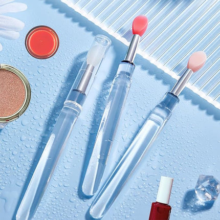 Lip Brush, Silicone Lip Applicator Reusable 3PCS Lip Mask Applicator, Silicone Retractable Lip Gloss Balm Applicator Eyeshadow Lip Scrub Brush Applicators Disposable