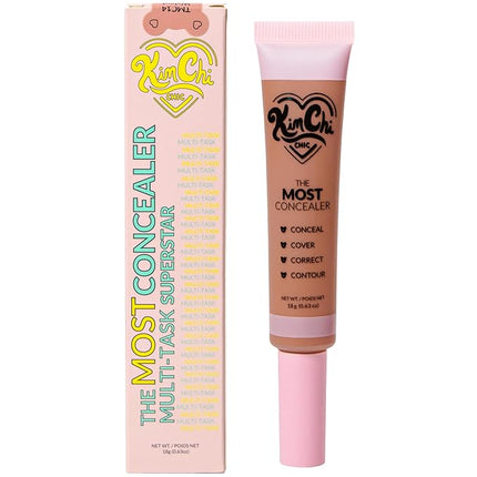 KimChiChic Beauty The Most Concealer | Full Coverage Water Resistant Multi-Use Concealer | Conceal, Correct, Contour & Highlight | Matte Satin Hybrid Finish | Brush Applicator, 0.63 oz, 14-Walnut