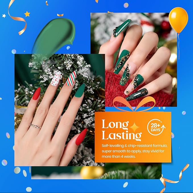 Beetles Carnival Evergreen Gel Nail Polish Set 6 Pcs Glitter Green Sparkle Gel Polish Kit Soak Off UV Nail Lamp Avocado Dark Green Nail Gel Nail Kit Nail Art Design