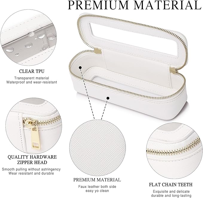 Pinkmik Makeup Brush Bag Slim Clear Makeup Bag Transparent Travel Cosmetic Case & Toiletry Bag with Zipper Small Beatuy Makeup Bag Purse Organizer for Women (White, SLIM)