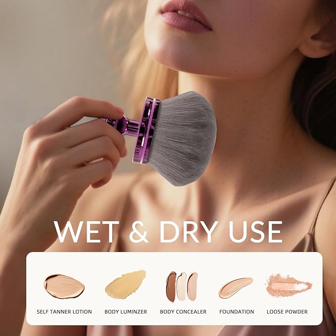 Extra Large Body Makeup Brush for Self Tanner: 2025 75mm Blend and Blur Body Kabuki Brush - Blending Applicator for Self Tanning, Leg Makeup & Bronzer Blend - Durable Soft Bristles