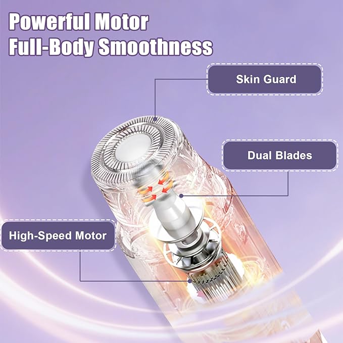 Bikini Trimmer for Women, Electric Razor and Dual Head Shaver for Women, 2-in-1 Waterproof Painless Trimmer & Shaver for Bikini Area, Face, Legs and Body, Sensitive Skin Safe