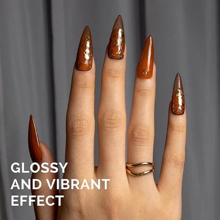 MelodySusie Transparent Brown Gel Nail Polish,0.5fl oz Nails Soak Off UV LED Cinnamon Brown Gel Polish Gift for Women Nail Art Manicure Salon DIY Nail Design Decoration at Home-1654